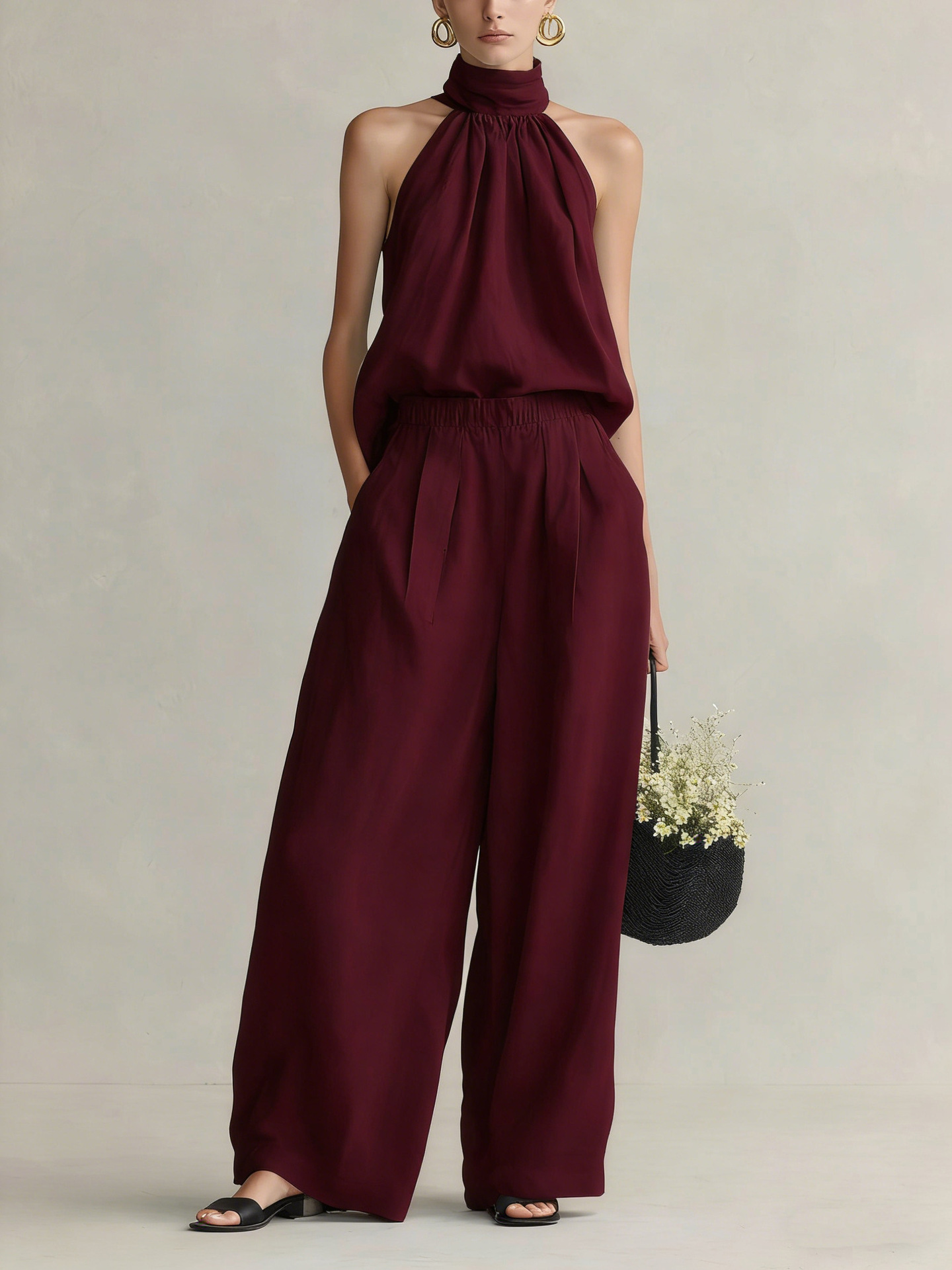 Linen Pant Wide - Conjunto de Verano 2026 para Mujer,