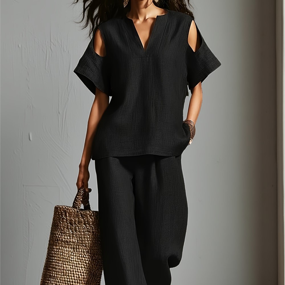 Conjunto de Dos Piezas de Lino - Linen Pant Wide reseña y precio