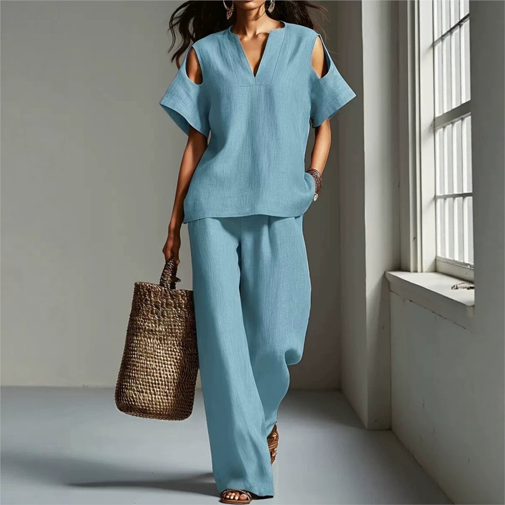 Conjunto de Dos Piezas de Lino - Linen Pant Wide reseña y precio