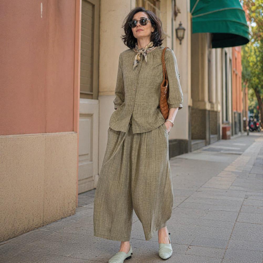 Conjunto Casual de Dos Piezas  - Linen Pant Wide reseña y precio