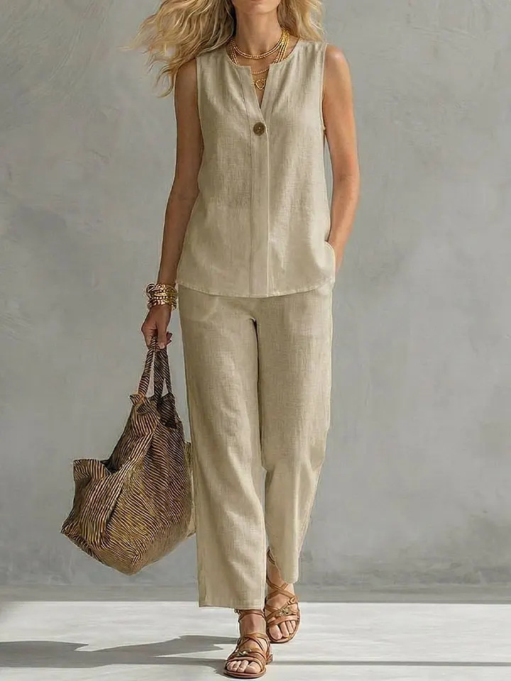 Conjunto de 2 Piezas de Lino s - Linen Pant Wide reseña y precio