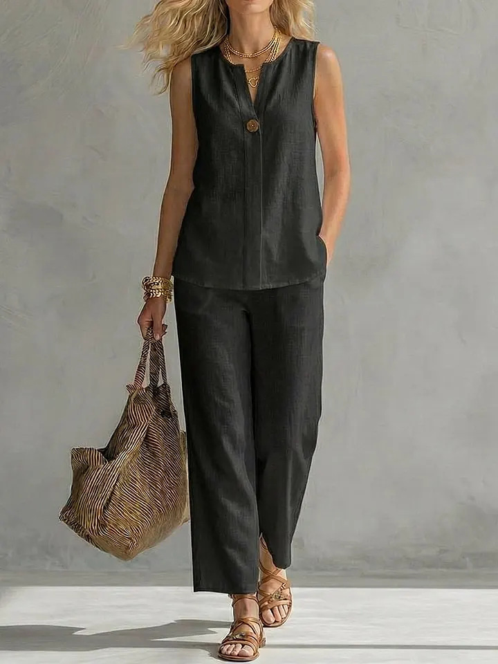 Conjunto de 2 Piezas de Lino s - Linen Pant Wide reseña y precio